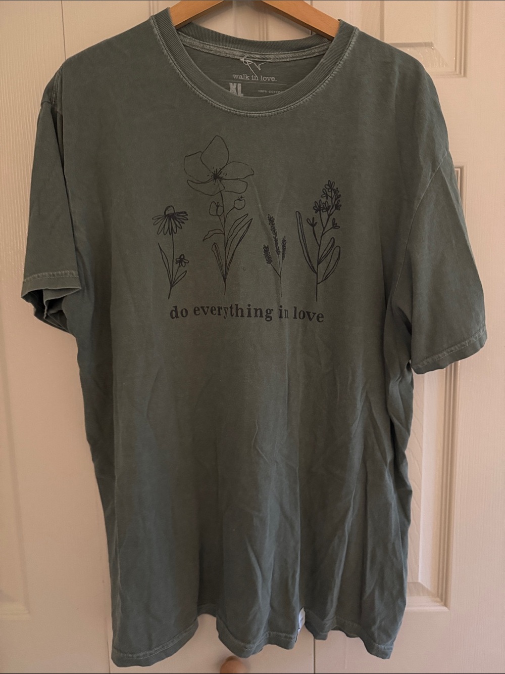 Walk in love Men's Sage Green Floral Graphic Tee